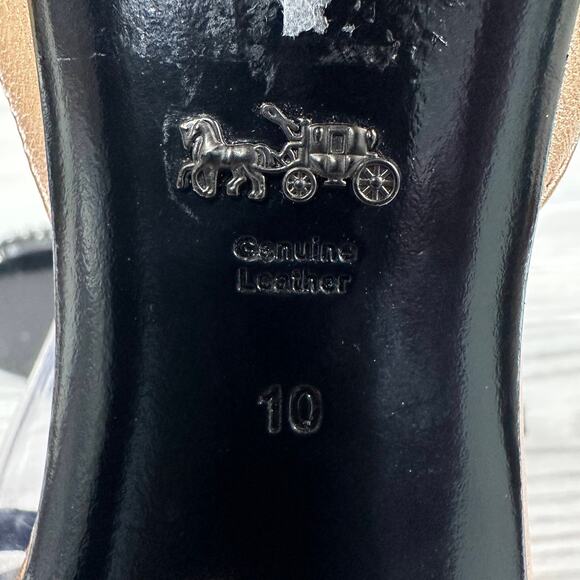 Coach Heels G2000 Prairie Rivets Stiletto Sandal WMNS 10 Black Rose Gold Leather - Picture 12 of 15